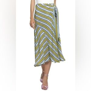 NWT ASTR The Label Womens Teagan Striped Midi Skirt Large